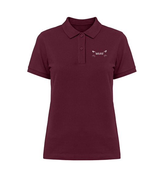 MiiAU Damen Katzen Polo Shirt Burgundy-839