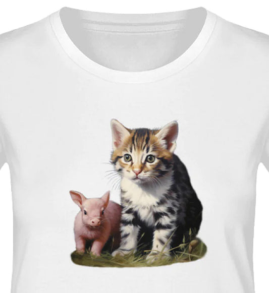 BEST FRIENDS  - Damen 100% Organic Katzen Shirt