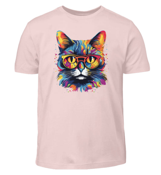 Kinder Katzen TShirt mit Kunstkatze Pink Sixties-5823