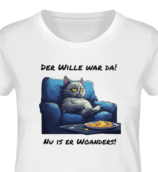 DER WILLE WAR DA - Organic Premium Damen Katzen T-Shirt