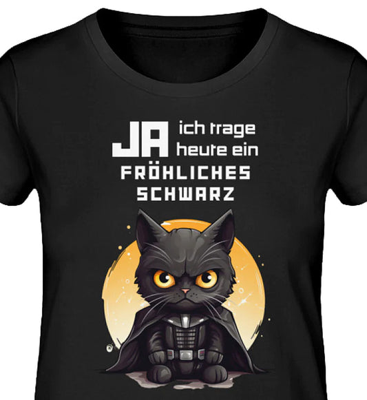 FRÖHLICHES SCHWARZ  - Damen Premium Organic Katzen Shirt