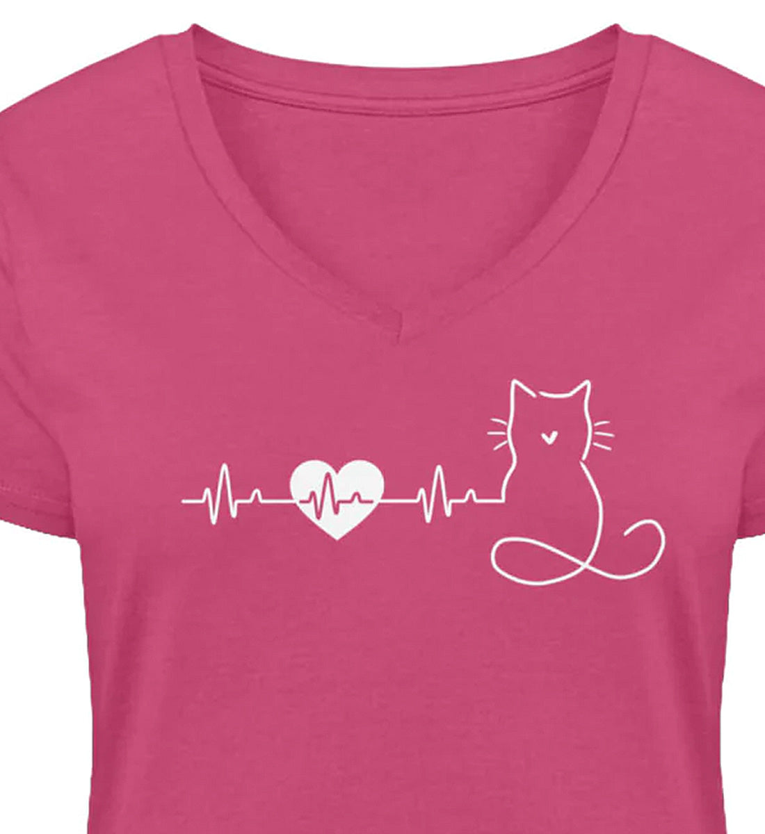 HEARTBEAT - Premium 100% Bio-Baumwolle Katzen T-Shirt farbig