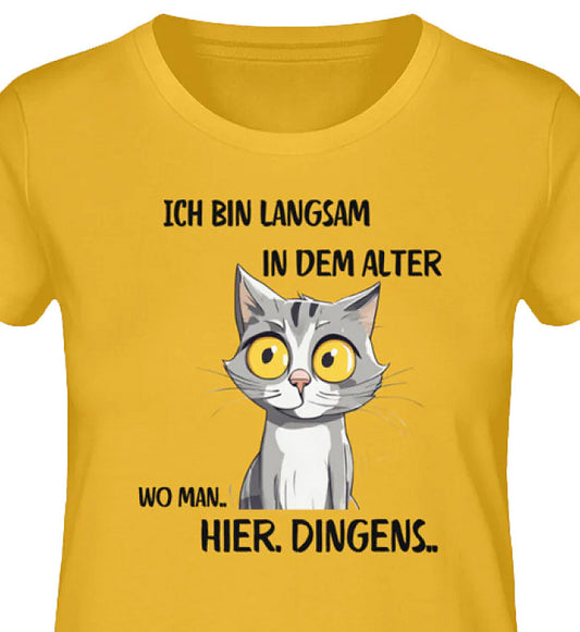 HIER DINGENS - Damen Organic Katzen TShirt