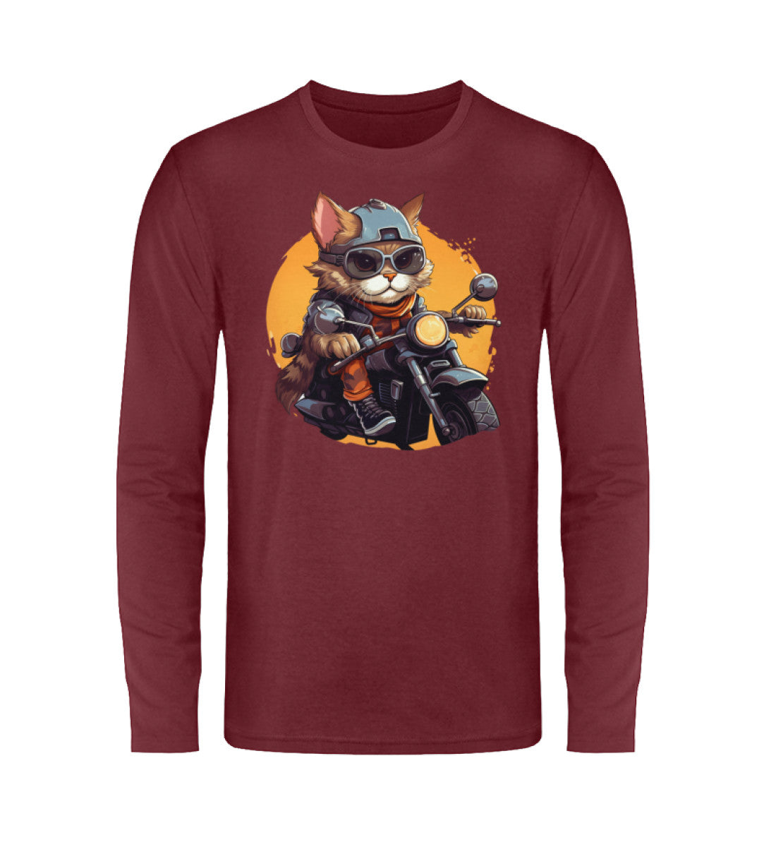 Katzen Langarm Shirt Burgundy-6974