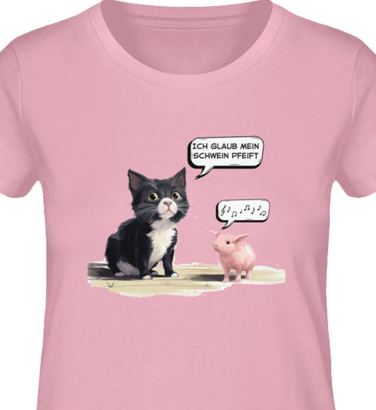 MEIN SCHWEIN PFEIFT  - Damen Organic Katzen Shirt