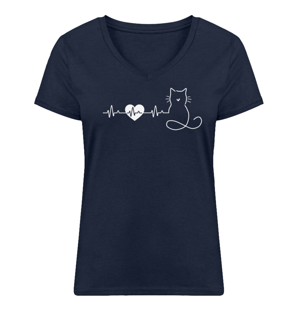 Herzlinie Katzenliebe Katzen TShirt Shirt French Navy-6959