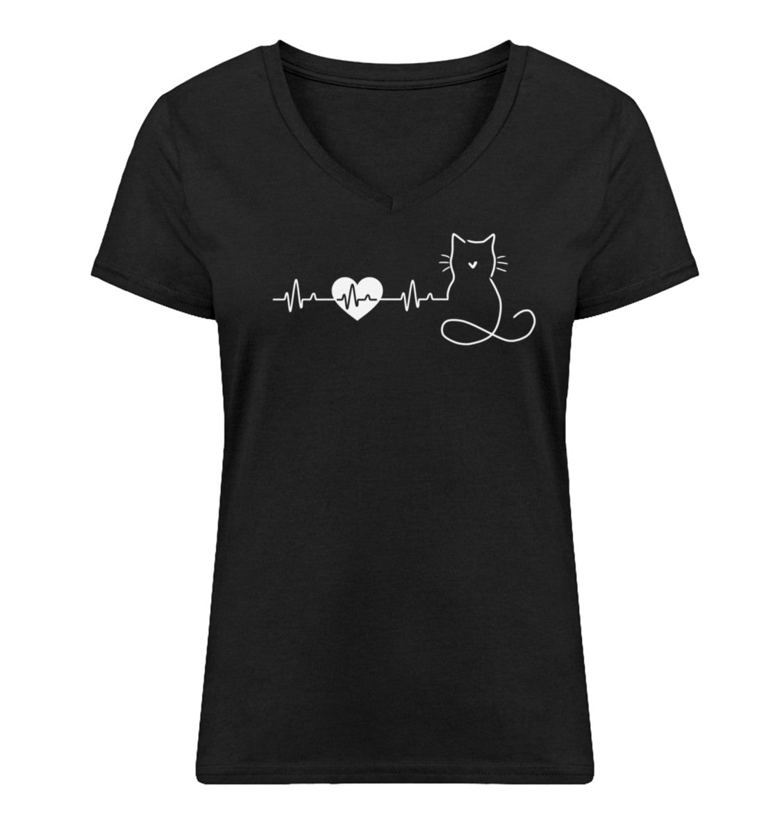 Herzlinie Katzenliebe Katzen TShirt Shirt Schwarz-16