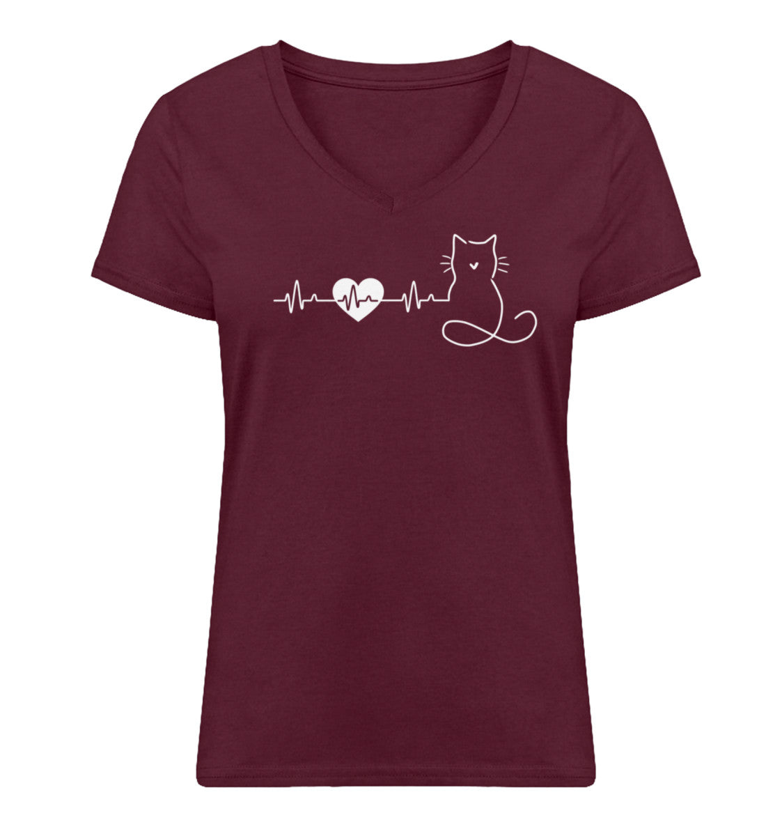 Herzlinie Katzenliebe Katzen TShirt Shirt Burgundy-839