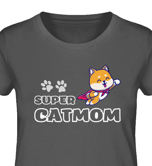 SUPER CATMOM - Premium Damen Organic Katzen T-Shirt