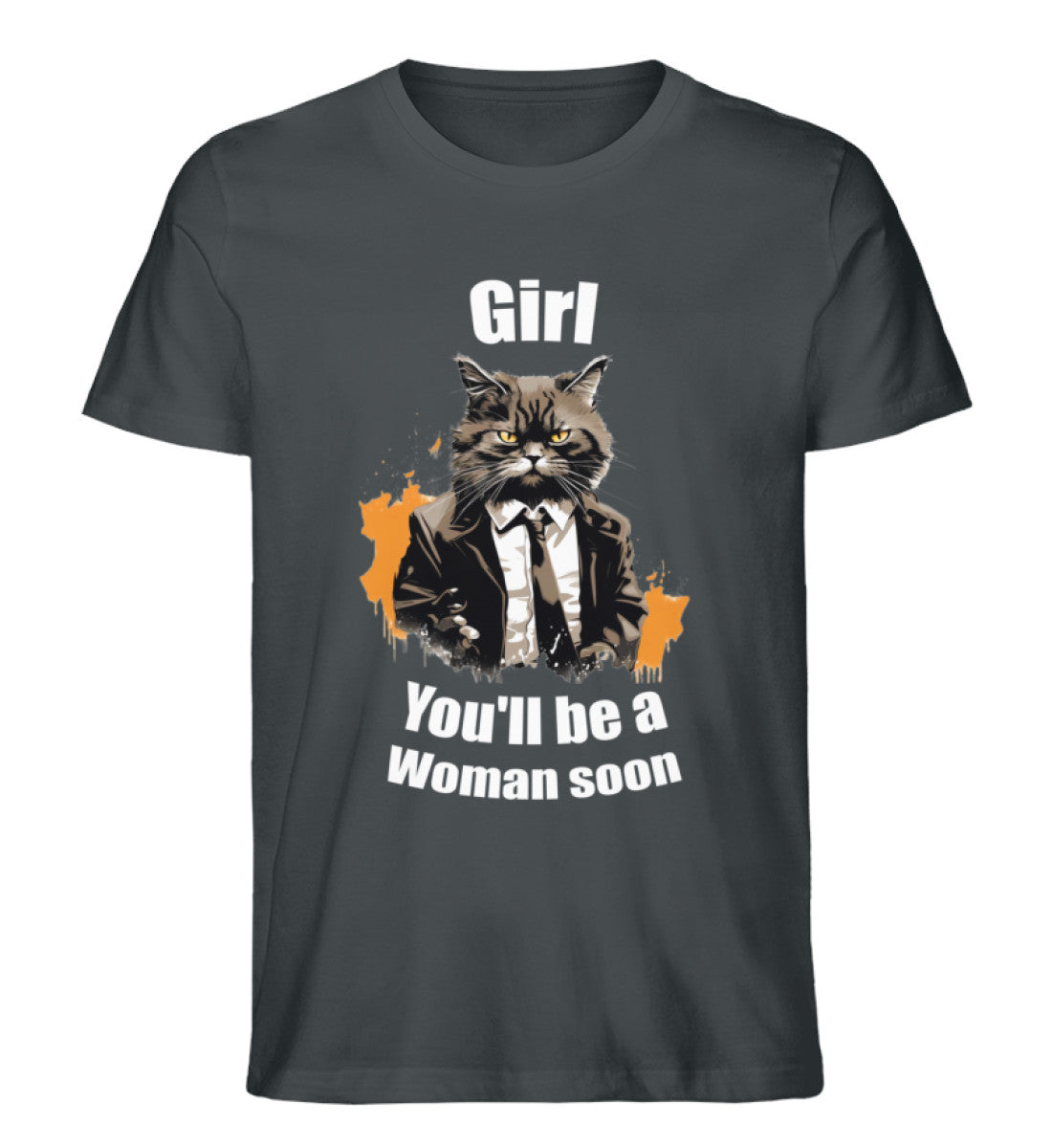 Cat Fiction Movie Katzen Tshirt India Ink Grey-7068