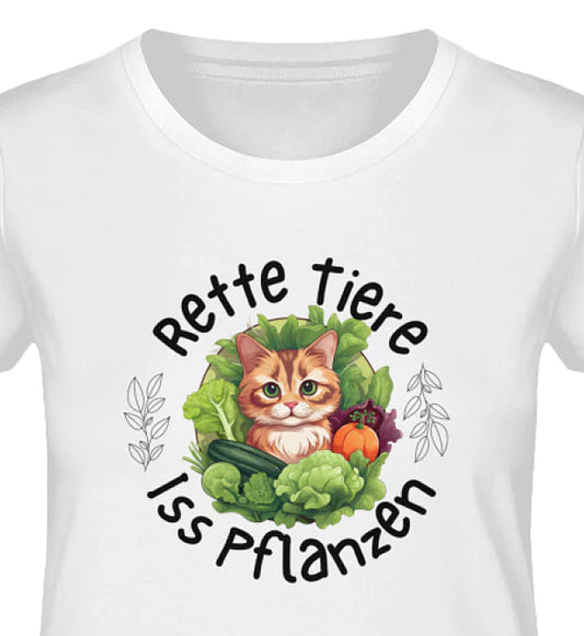 VEGAN BIO CAT  - Damen Premium 100% Bio-Baumwolle Katzen Shirt