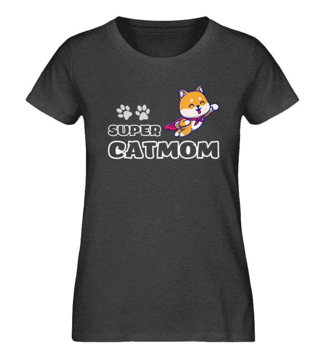 Super Catmom Superheldin Katzen TShirt Dark Heather Grey-6881