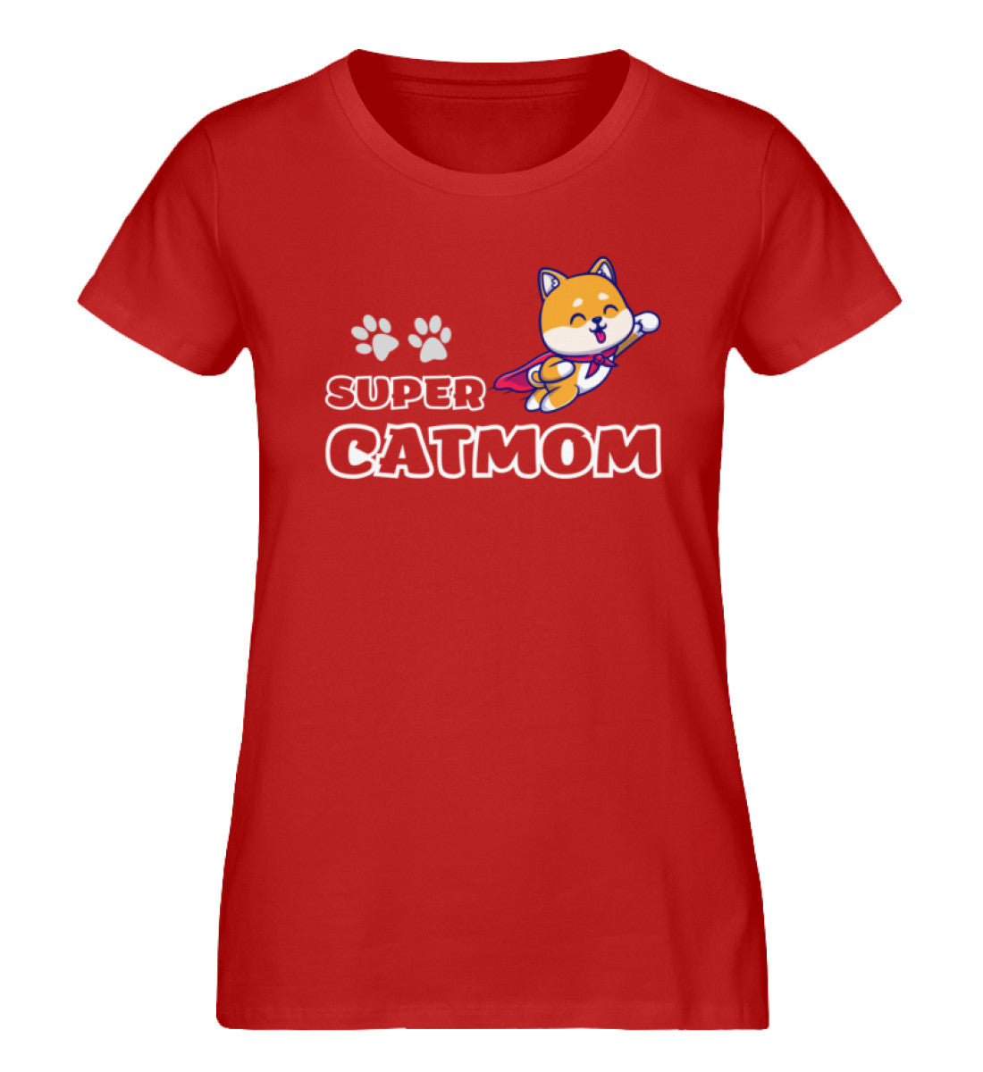 Super Catmom Superheldin Katzen TShirt Red-4